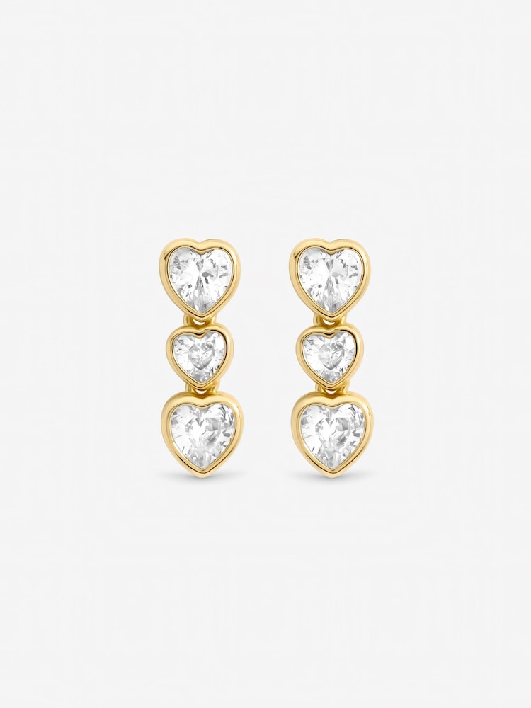 Jon Richard Gold Tone Cubic Zirconia Heart Drop Earrings - Image 2 of 2
