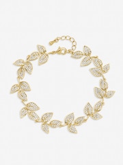 Jon Richard Gold Tone Cubic Zirconia Leaf Bracelet - Image 1 of 2