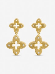 Jon Richard Gold Tone Textured Crystal Clover Earrings - Image 1 of 3