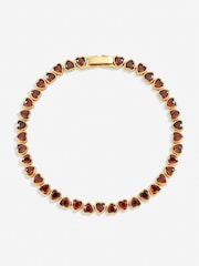 Jon Richard Gold Tone Cubic Zirconia Red Heart Drop Bracelet - Image 1 of 2