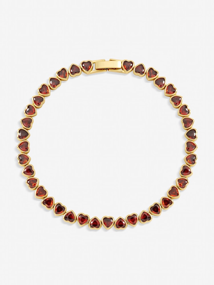 Jon Richard Gold Tone Cubic Zirconia Red Heart Drop Bracelet - Image 1 of 2