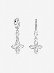 Jon Richard Silver Tone Crystal Clover Earrings - Image 1 of 1