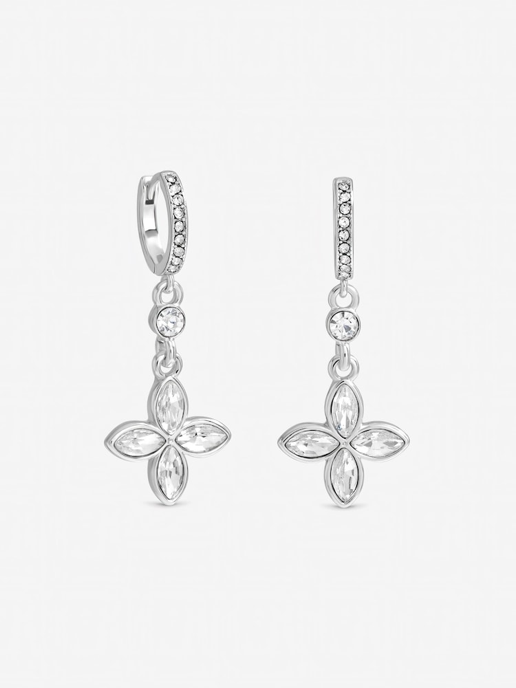 Jon Richard Silver Tone Crystal Clover Earrings - Image 1 of 1