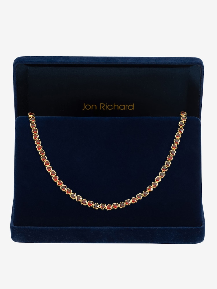 Jon Richard Red Crystal Gold Tone Cubic Zirconia Heart Allway Necklace - Image 2 of 2