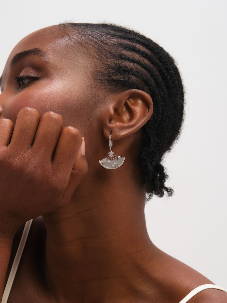 Jon Richard Silver Tone Mother of Pearl Fan Earrings - Image 3 of 3 Jon Richard Silver Tone Mother of Pearl Fan Earrings - Image 3 of 3