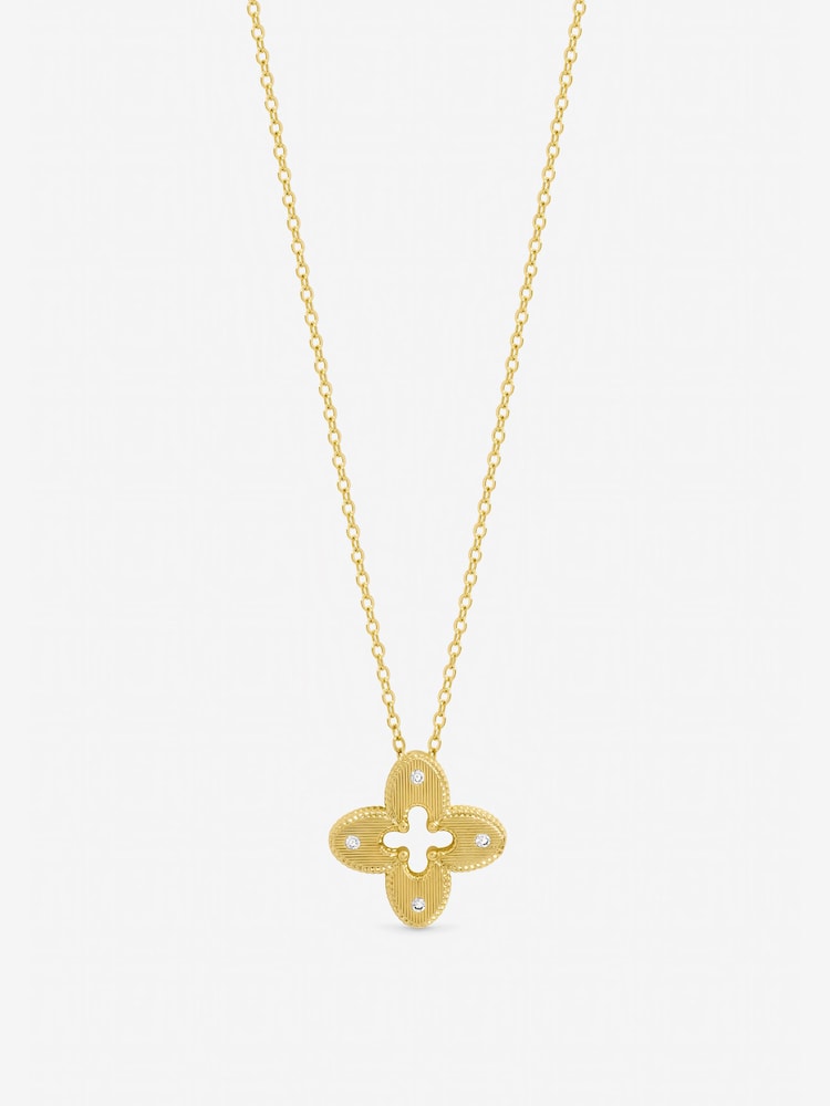 Jon Richard トーン テクスチャード クリスタル クローバー ペンダント - 画像 1 / 1