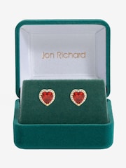 Jon Richard Gold Tone Red Heart Earrings - Image 1 of 3