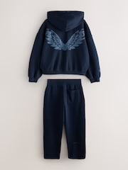 Castore Navy Oversized Zip Through Hoodie and Straight Leg Jogger Set - Image 10 of 13