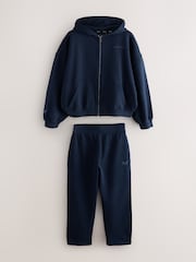 Castore Navy Oversized Zip Through Hoodie and Straight Leg Jogger Set - Image 9 of 13