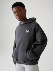 Charcoal Gray - Logo Oversized Heavyweight Cotton Hoodie - Larawan 1 ng 4