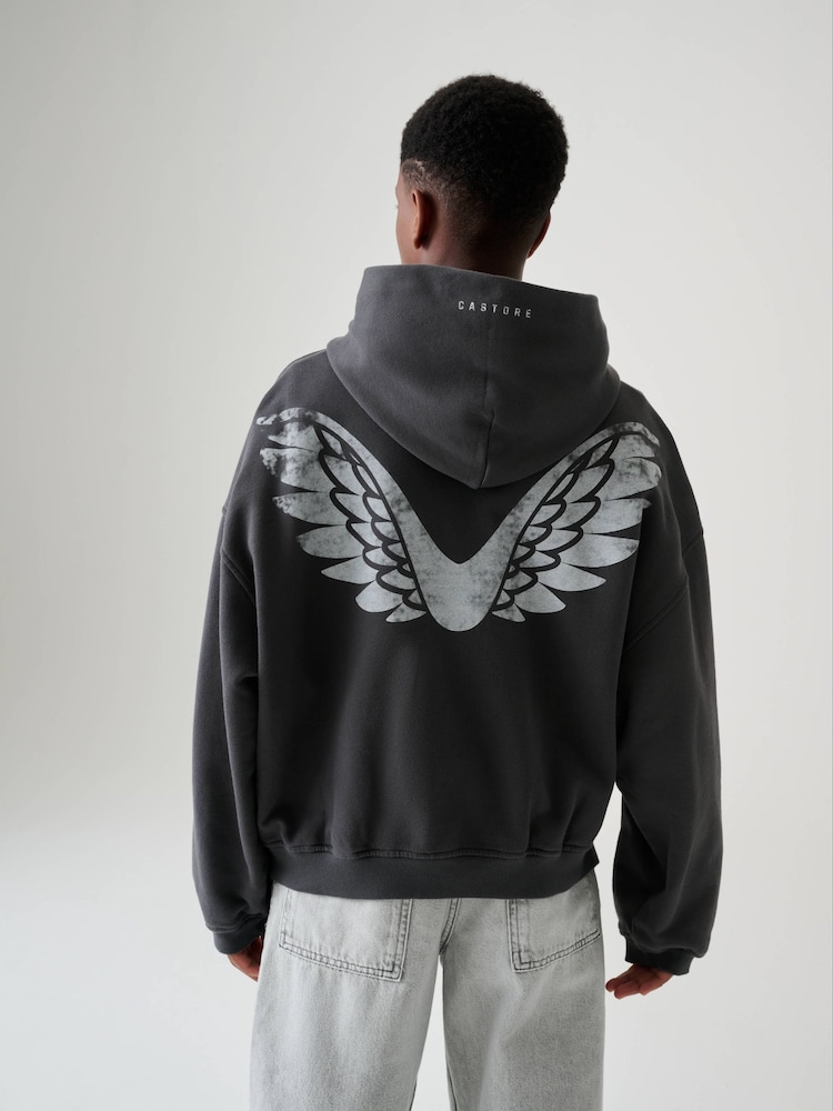 Charcoal Gray - Logo Oversized Heavyweight Cotton Hoodie - Larawan 2 ng 4 Charcoal Gray - Logo Oversized Heavyweight Cotton Hoodie - Larawan 2 ng 4