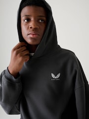 Charcoal Gray - Logo Oversized Heavyweight Cotton Hoodie - Larawan 3 ng 4