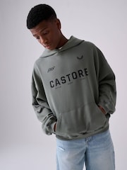 Castore Khaki Green Logo Oversized Heavyweight Cotton Hoodie - Image 1 of 11