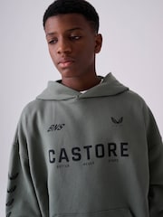 Castore Khaki Green Logo Oversized Heavyweight Cotton Hoodie - Image 4 of 11