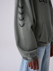 Castore Khaki Green Logo Oversized Heavyweight Cotton Hoodie - Image 5 of 11