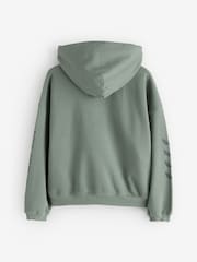Castore Khaki Green Logo Oversized Heavyweight Cotton Hoodie - Image 9 of 11