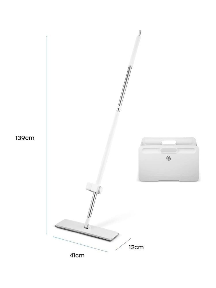 Swan White Self-Wringing Flat Mop and Folding Bucket Set - Image 2 of 4