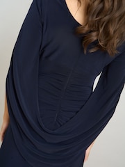 Gina Bacconi Blue Jenna Draped Back Shoulder Maxi Dress - Image 2 of 7