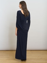 Gina Bacconi Blue Jenna Draped Back Shoulder Maxi Dress - Image 6 of 7