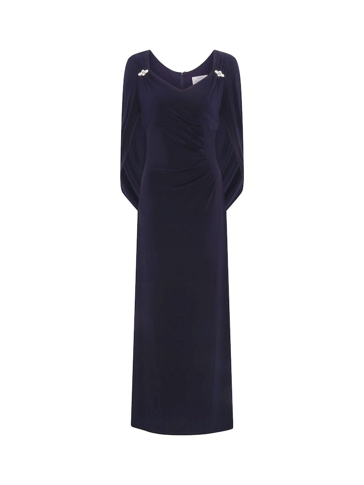 Gina Bacconi Blue Jenna Draped Back Shoulder Maxi Dress - Image 7 of 7