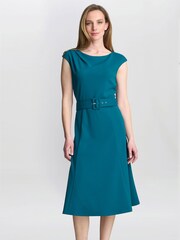 Gina Bacconi Blue Mary Belted Dress - Image 1 of 4
