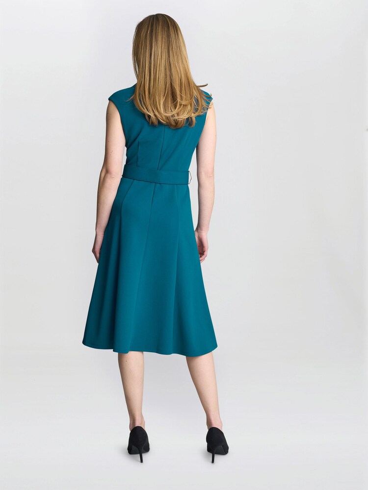 Gina Bacconi Blue Mary Belted Dress - Image 2 of 4 Gina Bacconi Blue Mary Belted Dress - Image 2 of 4