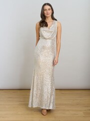 Gina Bacconi Silver Terri Sequin Maxi Dress - Image 1 of 7
