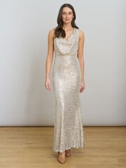Gina Bacconi Silver Terri Sequin Maxi Dress - Image 3 of 7