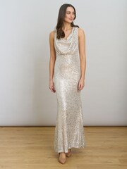 Gina Bacconi Silver Terri Sequin Maxi Dress - Image 5 of 7