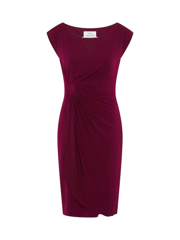 Gina Bacconi Red Helen Wrap Dress - Image 6 of 6
