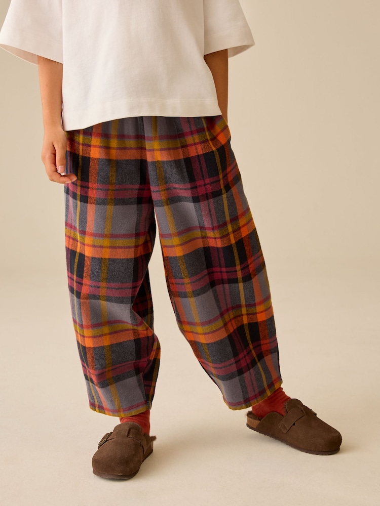 Rust Brown/Multi Check Barrel Pullon Trousers (3-16yrs) - Image 1 of 8 Rust Brown/Multi Check Barrel Pullon Trousers (3-16yrs) - Image 1 of 8