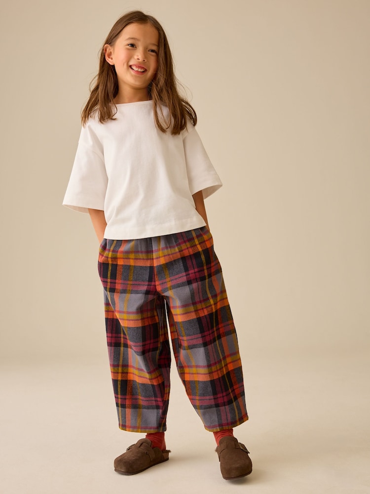 Rust Brown/Multi Check Barrel Pullon Trousers (3-16yrs) - Image 2 of 8 Rust Brown/Multi Check Barrel Pullon Trousers (3-16yrs) - Image 2 of 8