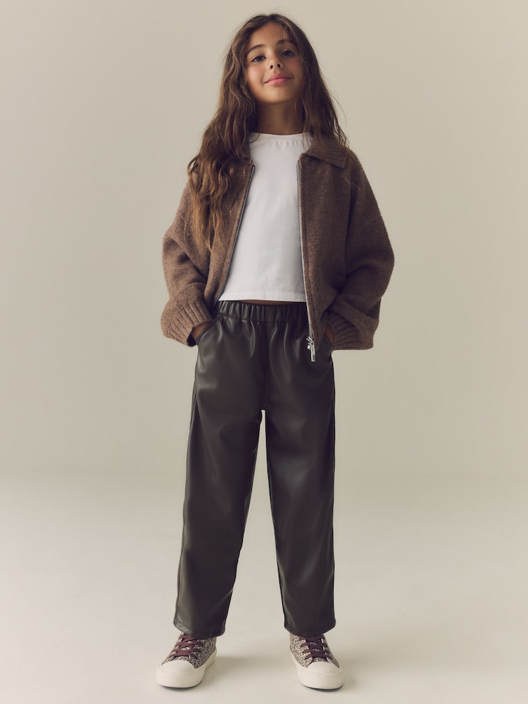 Chocolate Brown Faux Leather Trousers (3-16yrs) - Image 2 of 9