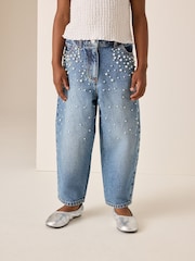 Pearl Bead Embellished - جينز برجل واسعة (3-16سنة) - Image 1 of 4