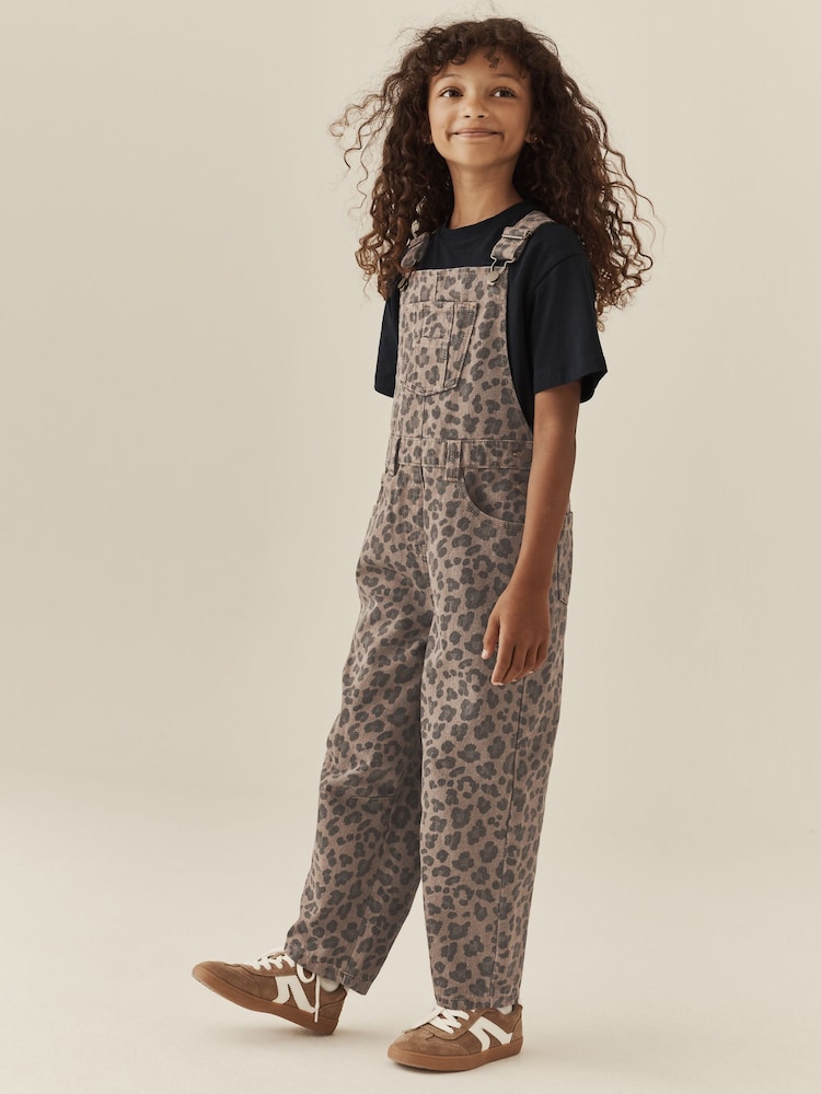 Animal Print Barrel Leg Dungarees (3-16yrs) - Image 1 of 8