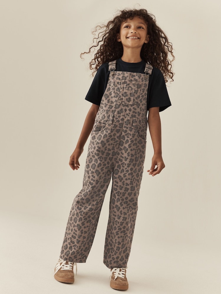Animal Print Barrel Leg Dungarees (3-16yrs) - Image 2 of 8