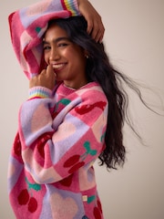 Little Bird by Jools Oliver Pink Fruit Checkerboard Jumper - Image 2 of 5