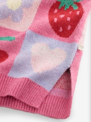 Little Bird by Jools Oliver Pink Fruit Checkerboard Jumper - Image 9 of 9