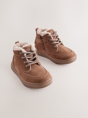 Tan Brown Standard Fit (F) Warm Lined Lace up Boots - Image 1 of 5