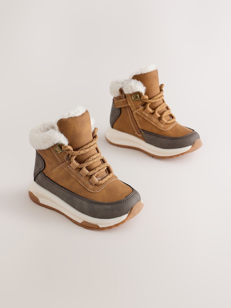 黃褐色棕色 - Lace Up Walker Boots - 圖片 1，共 6