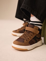 Brown Standard Fit (F) Touch Fastening Elastic Lace Hi-Top Trainers - Image 2 of 2