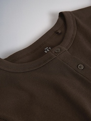 White/Brown/Black - The Set Short Sleeve Button Through Rib T-Shirt - 圖片 6，共 6