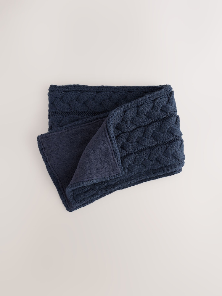 Navy Cable Knitted Scarf (1-16yrs) - Image 1 of 3