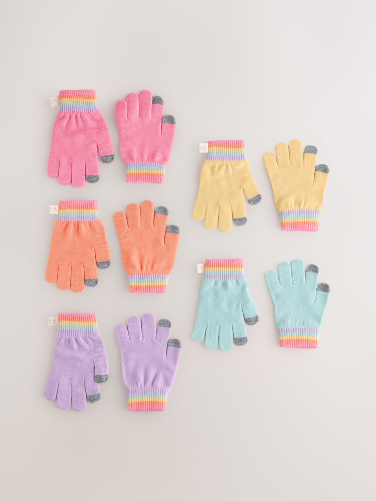 Little Bird by Jools Oliver Multi Pastel Rainbow Gloves 5 Pack - Image 1 of 5 Little Bird by Jools Oliver Multi Pastel Rainbow Gloves 5 Pack - Image 1 of 5