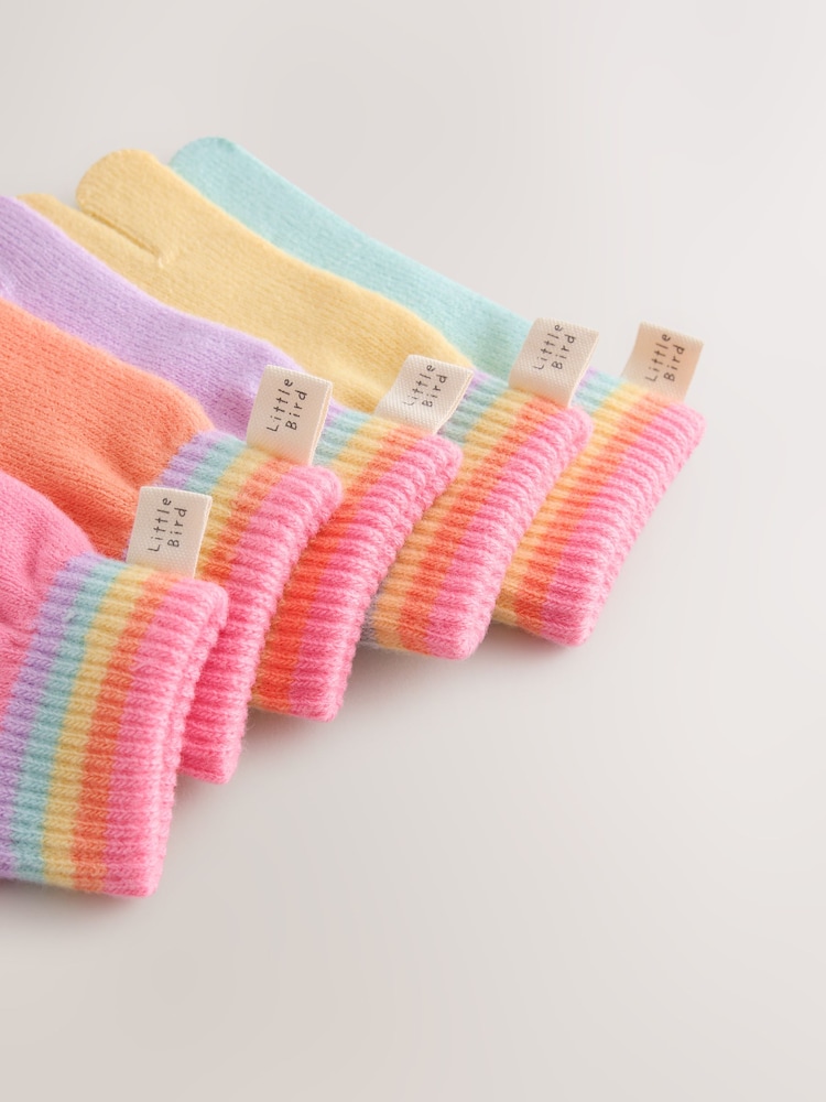 Little Bird by Jools Oliver Multi Pastel Rainbow Gloves 5 Pack - Image 2 of 5 Little Bird by Jools Oliver Multi Pastel Rainbow Gloves 5 Pack - Image 2 of 5