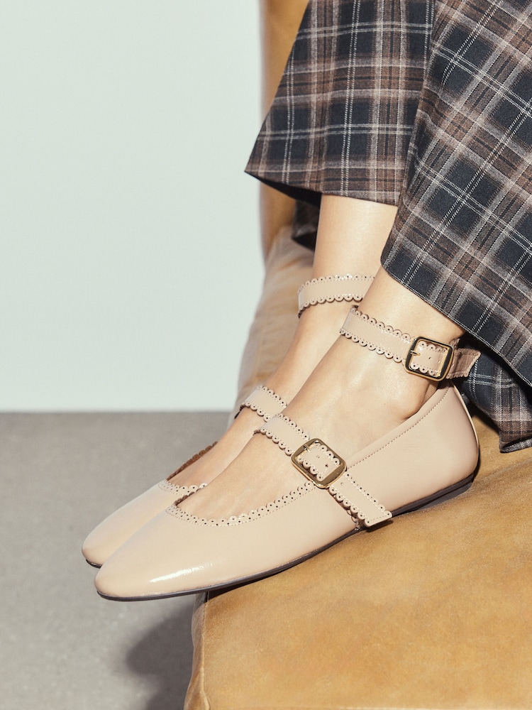 Camel Forever Comfort® Leather Scallop Mary Jane Shoes - Image 1 of 6