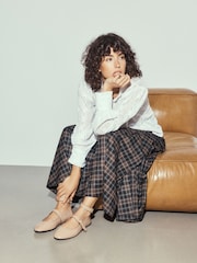 Camel Forever Comfort® Leather Scallop Mary Jane Shoes - Image 2 of 6