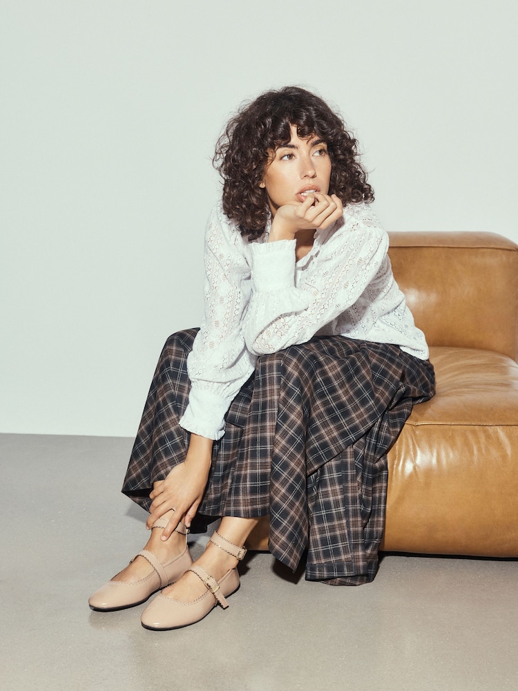 Camel Forever Comfort® Leather Scallop Mary Jane Shoes - Image 2 of 6