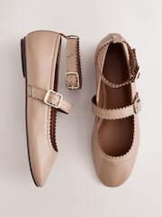 Camel Forever Comfort® Leather Scallop Mary Jane Shoes - Image 7 of 11