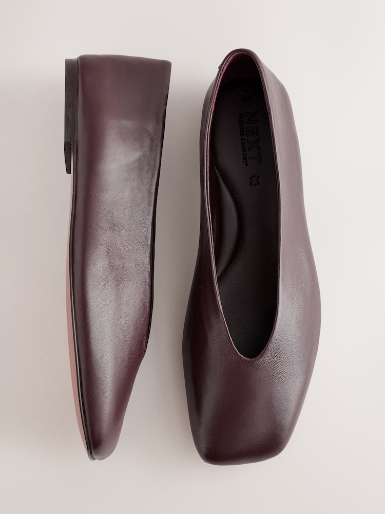 Berry Red Forever Comfort® Leather Angled Toe Ballet Flats - Image 1 of 9 Berry Red Forever Comfort® Leather Angled Toe Ballet Flats - Image 1 of 9